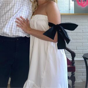 White High Low Dress with Black Ties